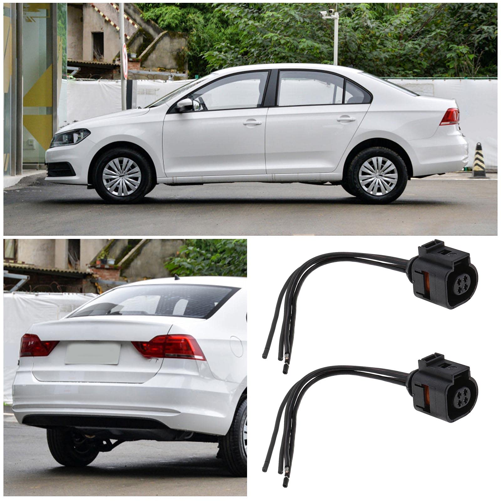 ECSiNG 2 x 4-pinowy wymienny czujnik temperatury płynu chłodzącego 4B0973712 kompatybilny z VW Passat B5 Bora Jetta Golf 5 Beetle Audi A3, A4, A6, Skoda Seat, 15 cm