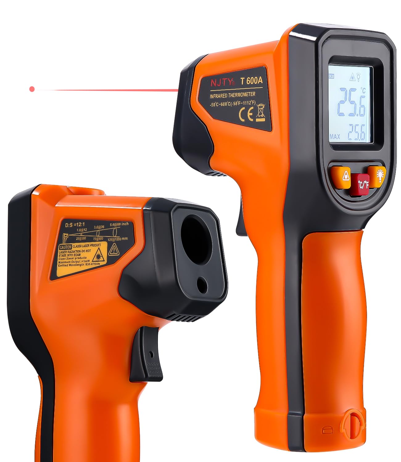 Termómetro Infrarrojo Digital -50℃~600℃ Pistola Temperatura Láser Sin Contacto con Pantalla LCD