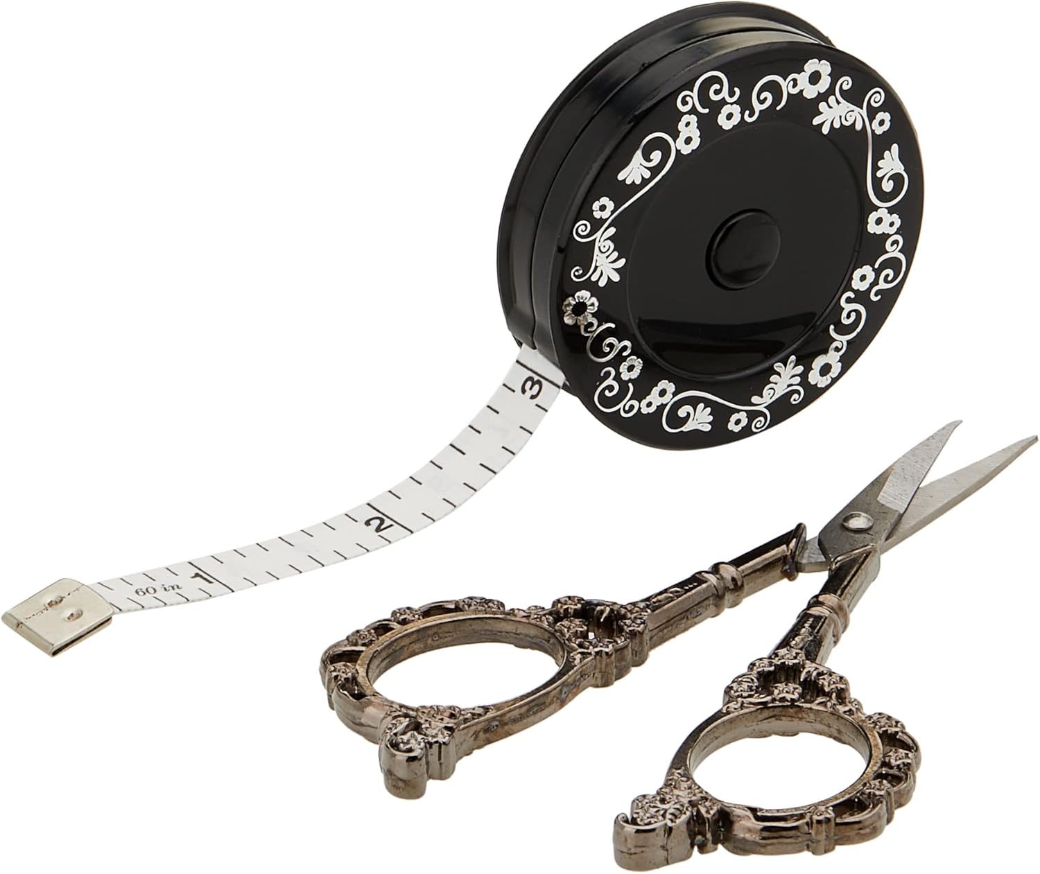Klasse Black Embroidery Scissor and Tape Measure Gift Set