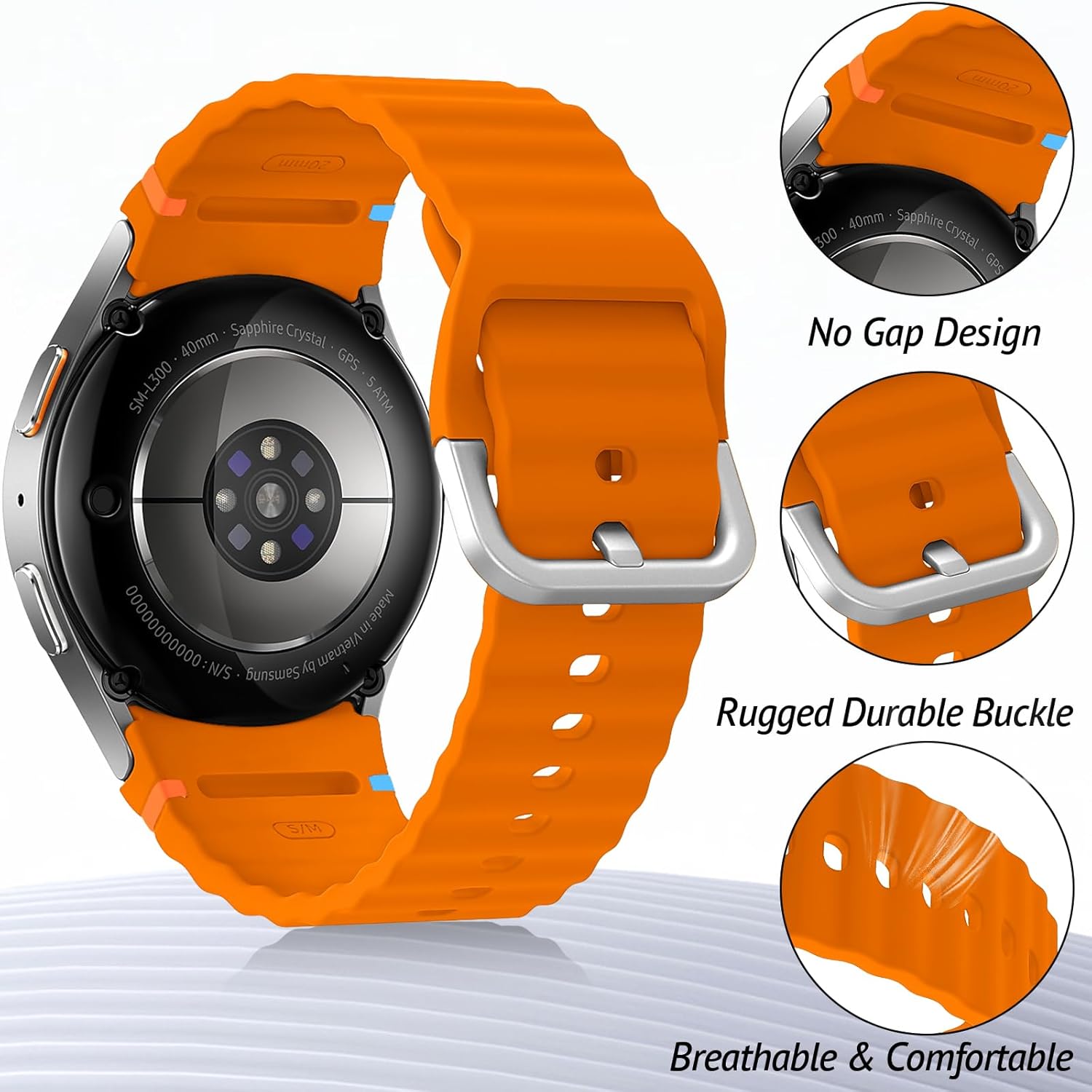 6 Pack Sport Band Compatible with Samsung Galaxy Watch 7 Band 40mm 44mm, No Gap Soft Silicone Strap for Galaxy Watch 6 5 4 FE/Galaxy Watch 6/4 Classic 47mm 43mm 46mm 42mm/Watch 5 Pro 45mm Men Women - Image 2