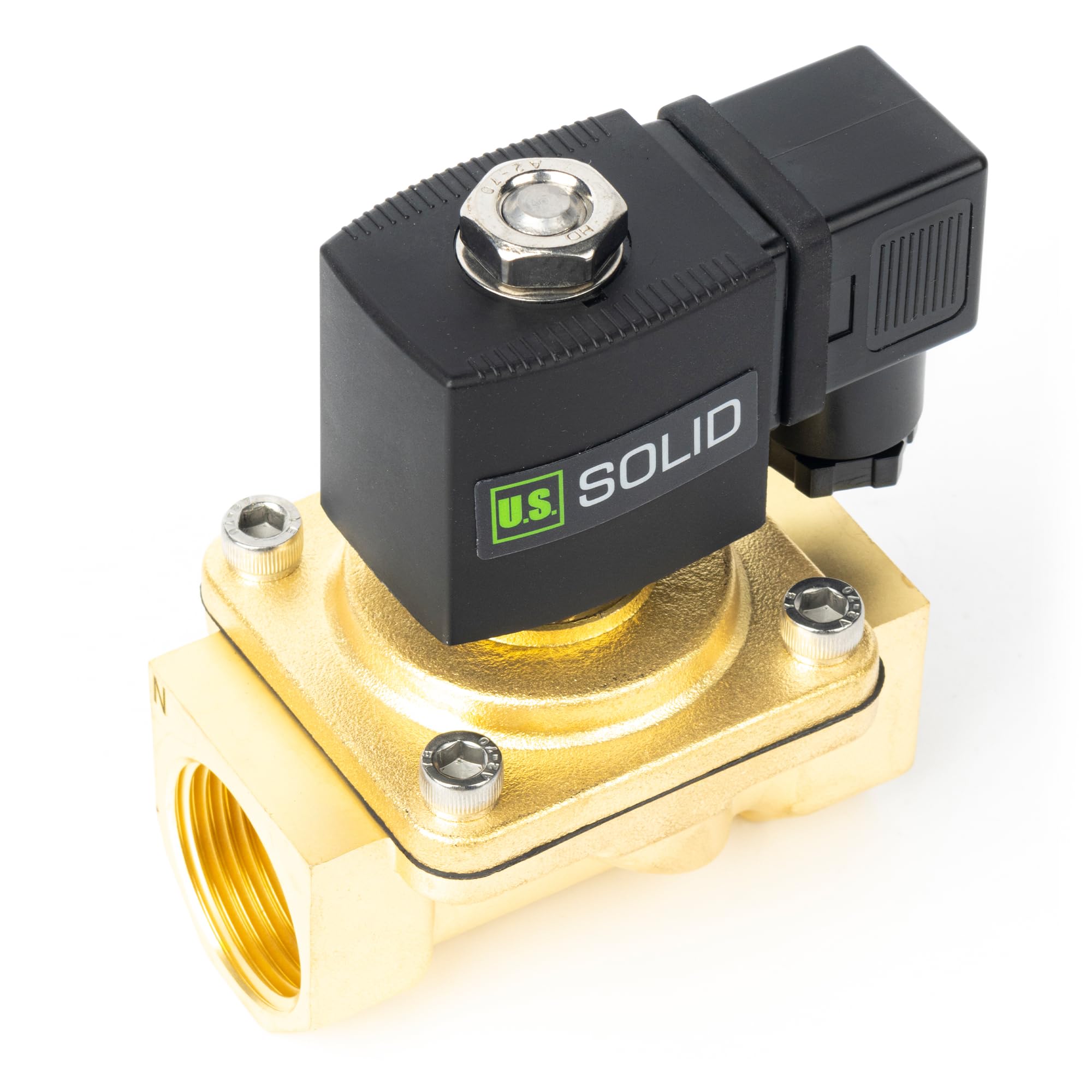 U.S. Solid Zawór elektromagnetyczny 1" - mosiądz AC 220 V z uszczelką Viton, normalnie zamknięty, typ skrzynki przyłączeniowej, gwint G