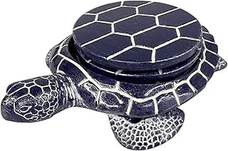 Sea Turtle Coaster Set - Coastal Ocean Beach Decor - Rustic Nautical Nav...