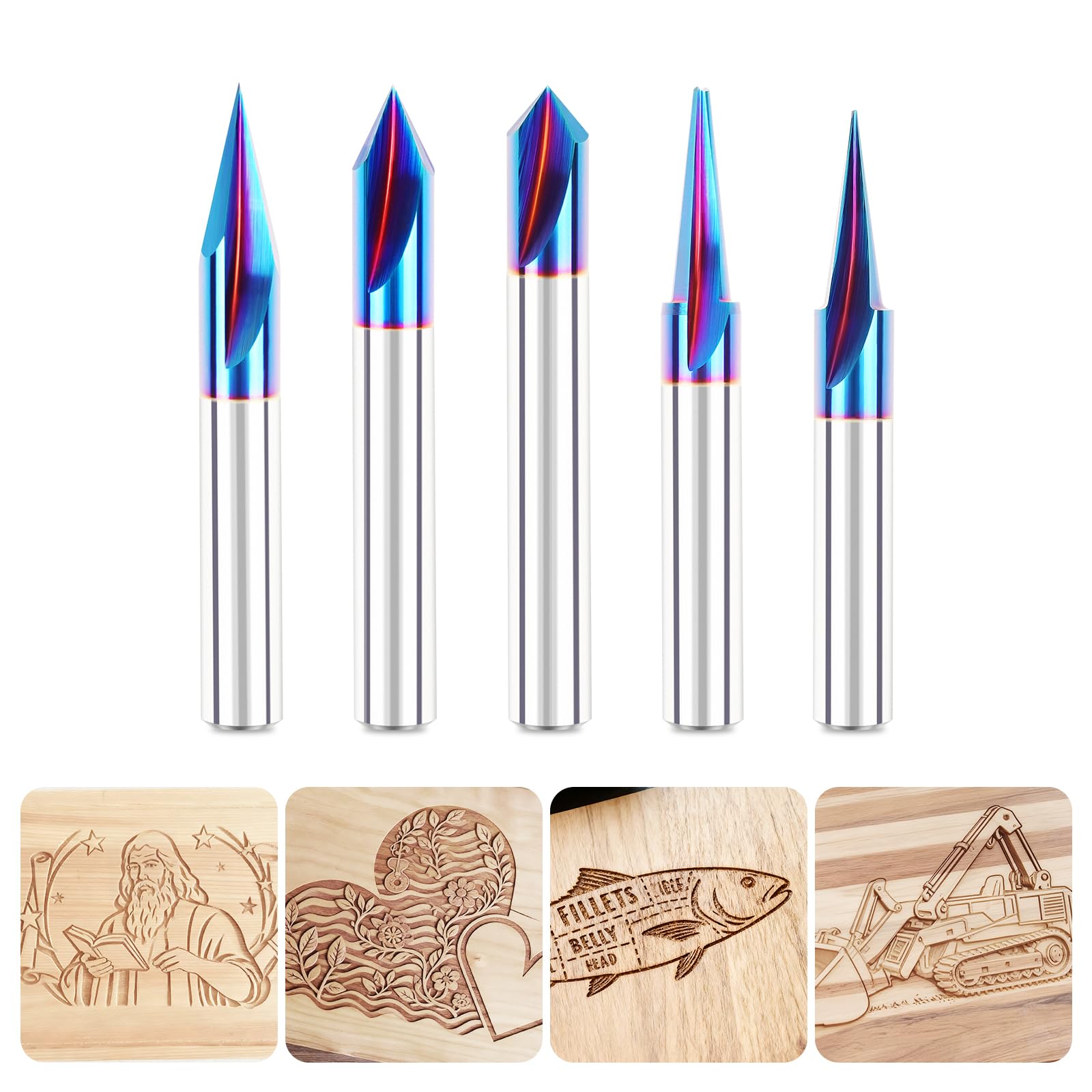 CNC Wood Carving Router Bits - 5 Piece Set -1 CNC Wood Carving Router Bits - 5 Piece Set -1