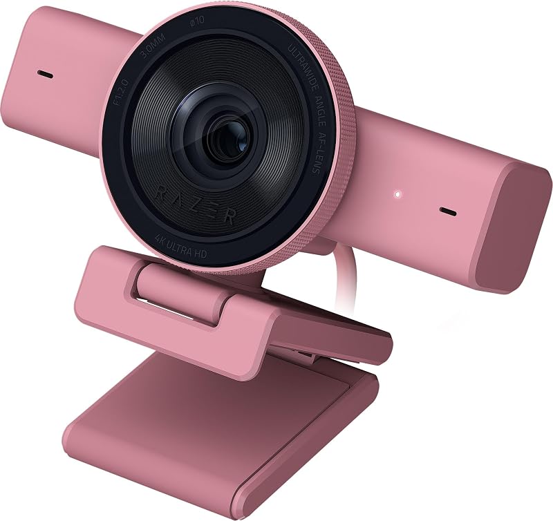 Razer Kiyo V2 Webcam for Streaming and Collaboration 4K 30Fps, Quartz | AI Powered Auto-Framing, Built-in Microphone, Ultrawide Angle Lens, Privacy Cover, Works with OBS, Discord, Zoom, Teams