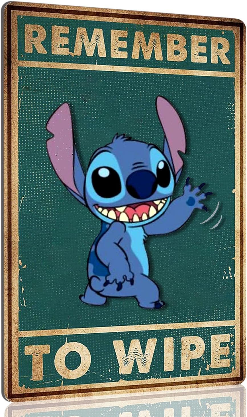 Amazon.com: Stitch Bathroom Decor Remember To Wipe Metal Tin Sign For ...