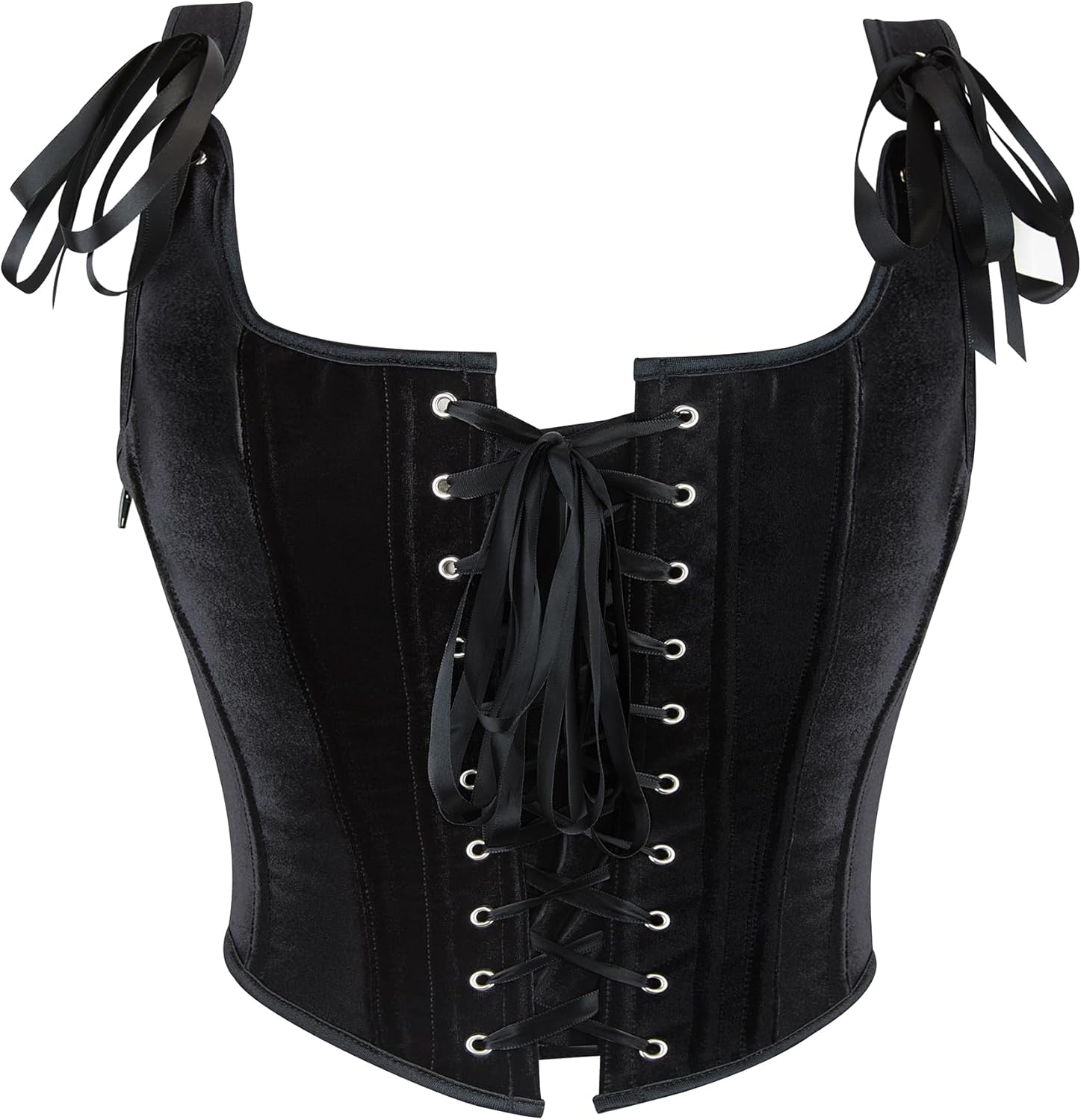 Women Corset-Renaissance-Bustier- Vintage Velvet Lace Up Bustier Tops, Black Slimming Shapewear Corset Camisole