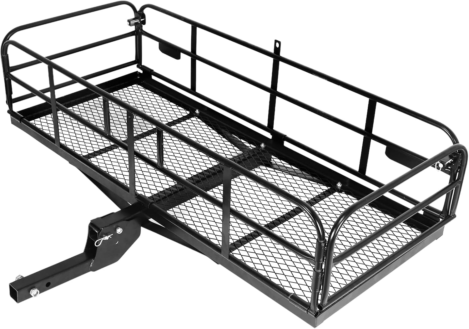 Trailer Hitch Cargo Carrier Folding Luggage Rack 60x24x14in Vehicle Cargo Carriers 500 LBS Capacity Fits 2inch Receiver with Hitch Stabilizer for Standard Fat Tire and Electric Bike