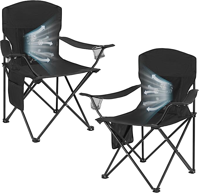 2 Pack Lightweight Camping Chairs, 300LBS Heavy-Duty Portable Folding Chairs with Carry Bag, Compact Design for Camping, Beach, Picnics, and Outdoor Event