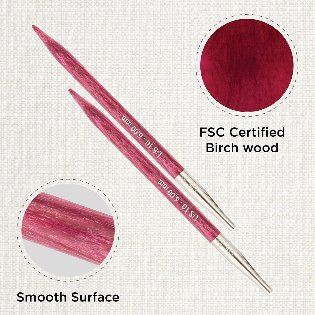 KnitPro Dreamz Interchangeable Circular Needles 4" (10cm), Candy Pink, 6.00mm - Image 2
