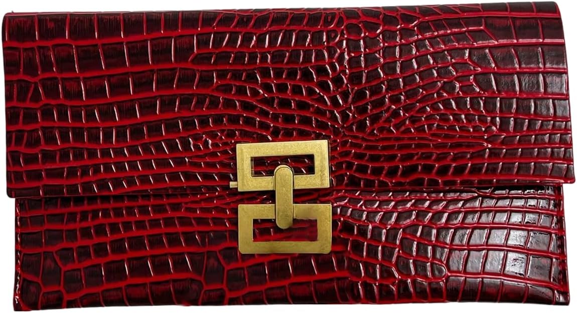 Verdusa Women's Clutch Evening Bags Trendy Envelope Handbags Metallic Purses Formal Wedding