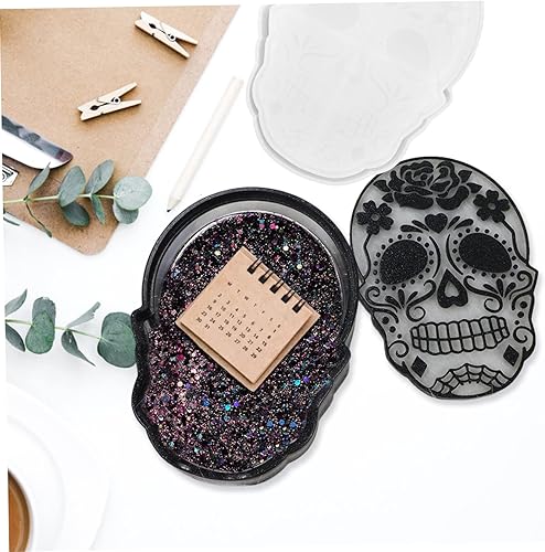 Miniatura 7 de Caja de almacenamiento de calavera, moldes de adorno de mesa, novedosos moldes de silicona para manualidades de Halloween
