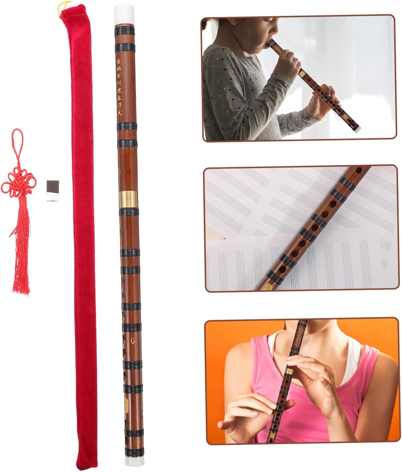 1 Set Bamboo Flute Wood Flute Musical Wooden Flutes Instruments for Adults for