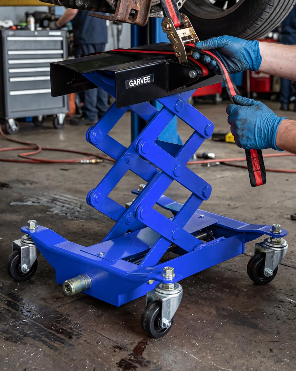 Cric De Transmission Au Sol Capacité 200KG, Réglable en Hauteur 17,8-58cm