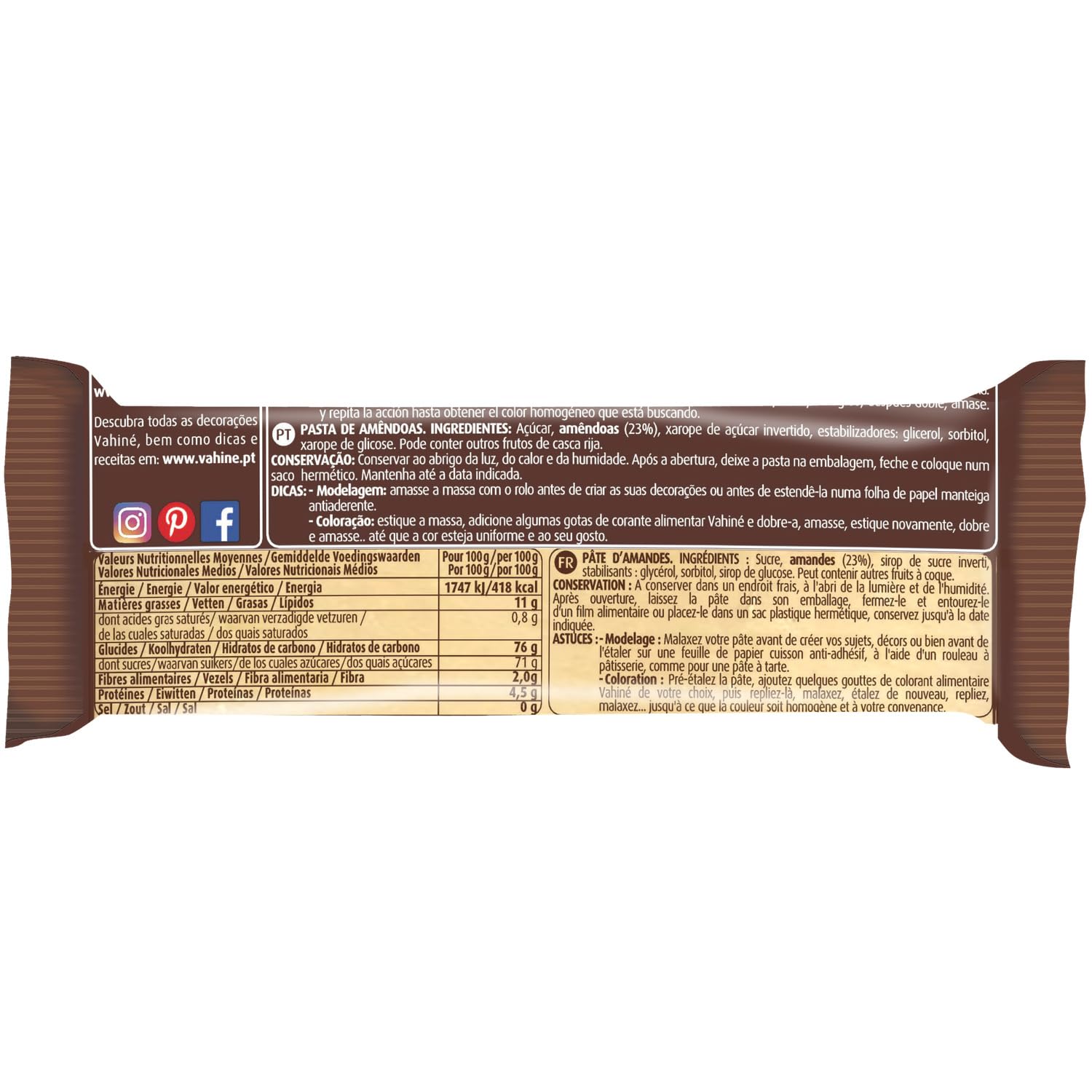 Gagnez du temps en pâtisserie avec la Pâte d'Amandes VAHINE, format familial de 250g pour décorer et garnir vos gâteaux - Lot de 3