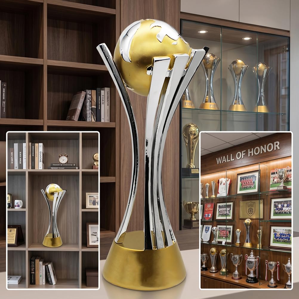 Replica Trofeo Calcio Stile Club World Cup, Souvenir da Collezione per Decorazione Scrivania Casa Ufficio, Regalo per Uomo Donna, Appassionati di Calcio, Tifosi e Collezionisti