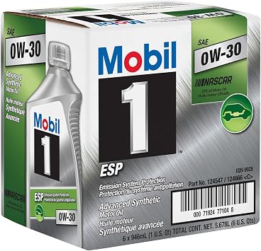 Mobil 1 ESP Full Synthetic Motor Oil 0W-30, 1 Quart, Case of 6