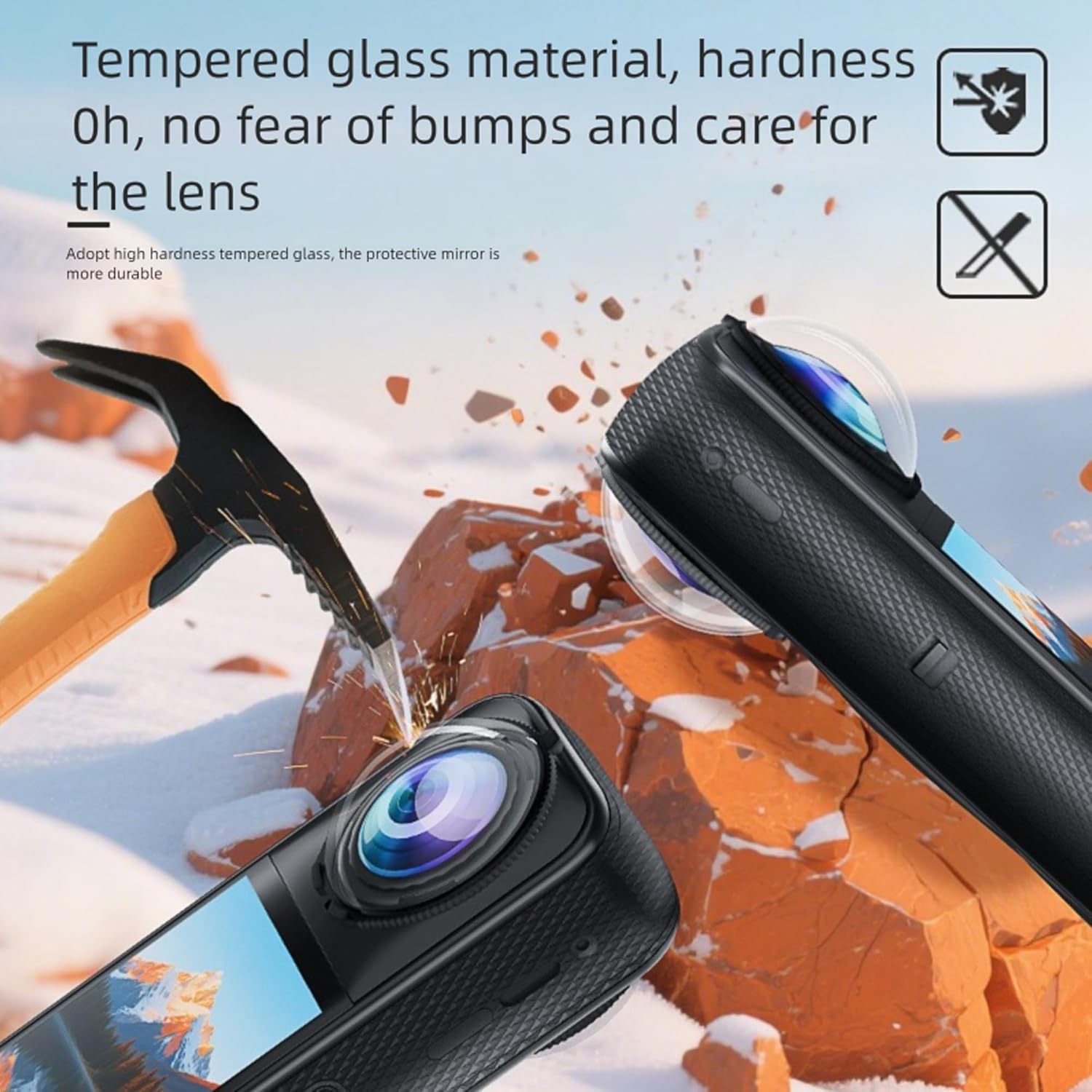 Lens Guard Screen Protector Film Kit Compatible with Insta360 X5, Premium Tempered Glass Protective Accessories Kit for Insta360 X5, Premium Lens Guard + 2 Screen Protector for Insta 360 X5