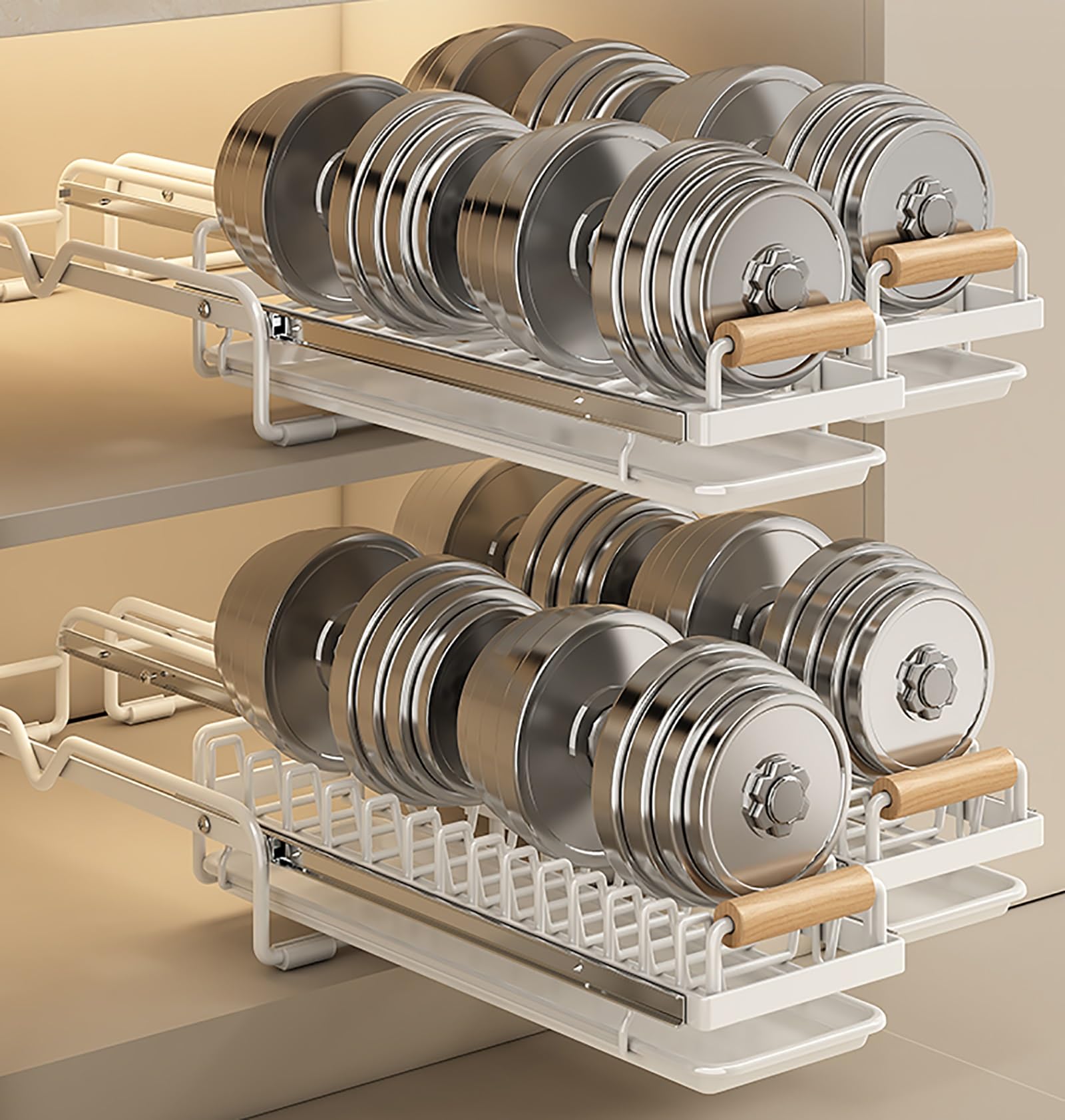 Paquete de 6 estantes deslizantes para Platos para Fregadero, Organizador de gabinete extraíble con Divisor de Estante para Platos extraíble/Desmontable