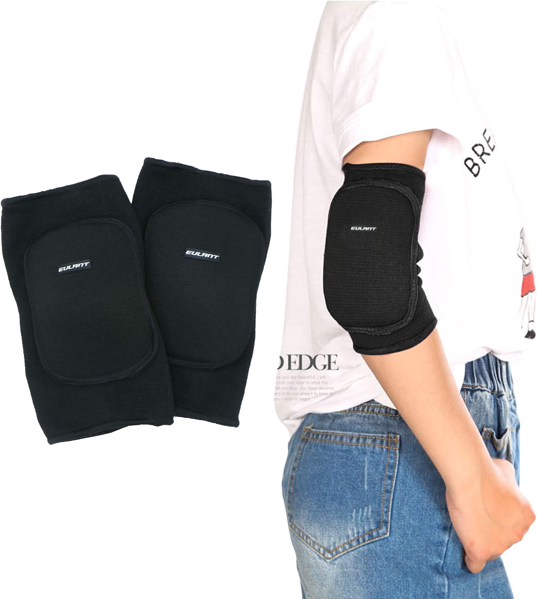 – EULANT Soft Elbow Pads,Stretchy Elbow Protectors,Slip-on Elbow Guard for Volleyball Football Wrestling Scooter Skating Breakdance,Kids Knee Pads for Crawling/Toddling/Learn to Run