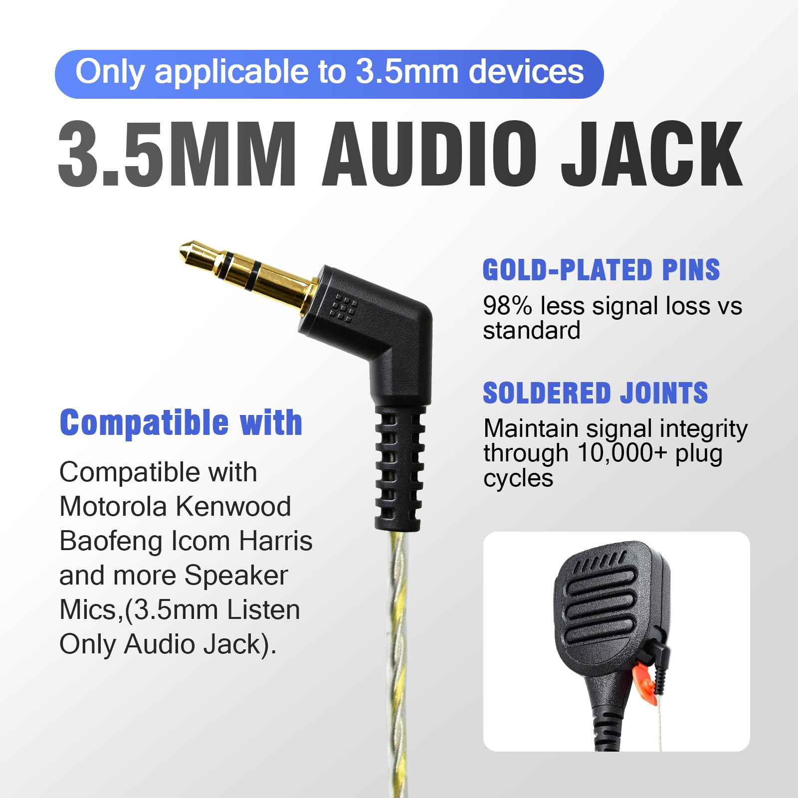 Auricolare con connettore da 3,5 mm per walkie talkie microfono da spalla, Flexo Dynamic, Covert High Definition, orecchio singolo