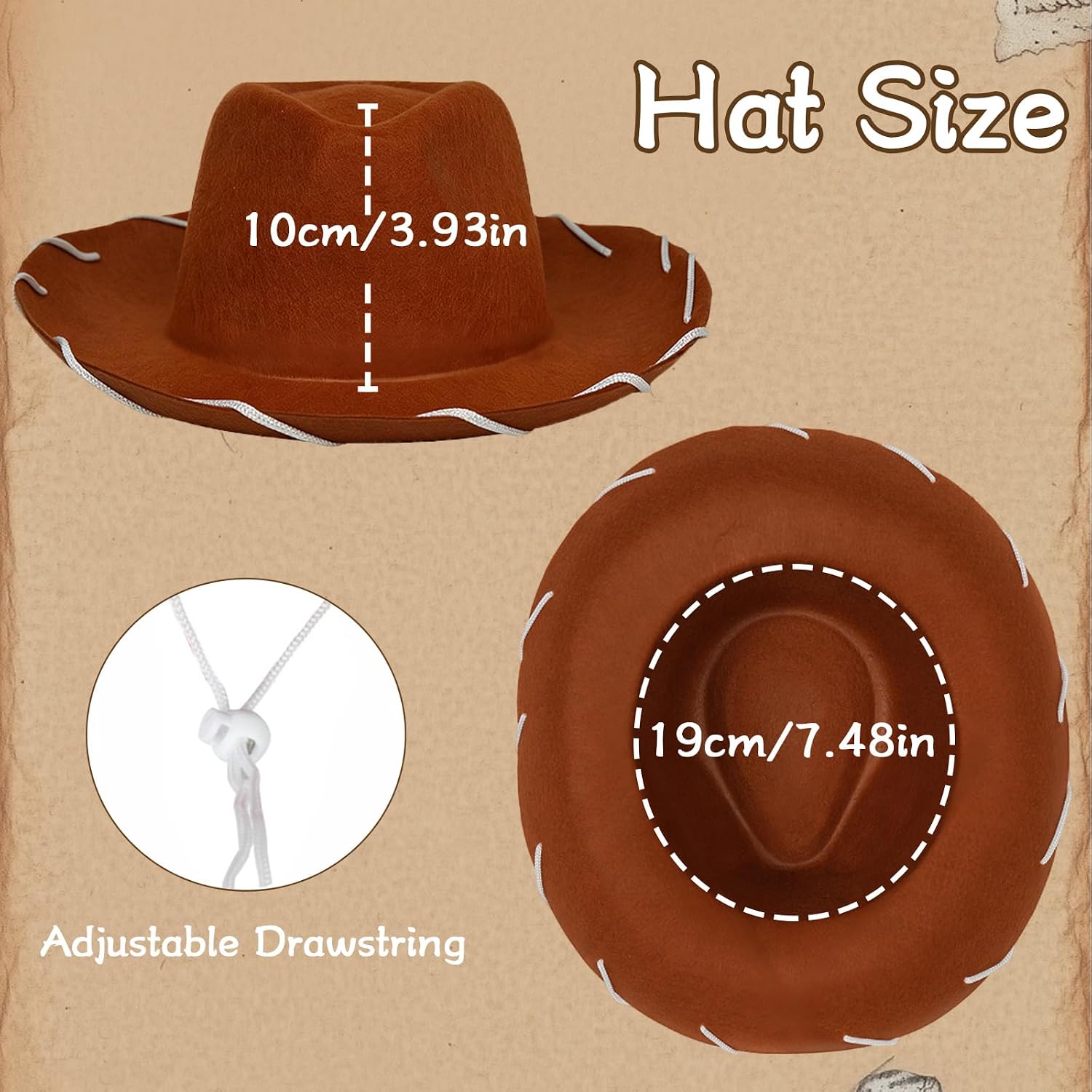 Brown Felt Cowboy Hat with Adjustable Strap Adult Brown Western Cowboy Hat Vintage Western Sheriff Hats Wide-Brimmed Hats Classic Sheriff Costume for Halloween Cosplay Party