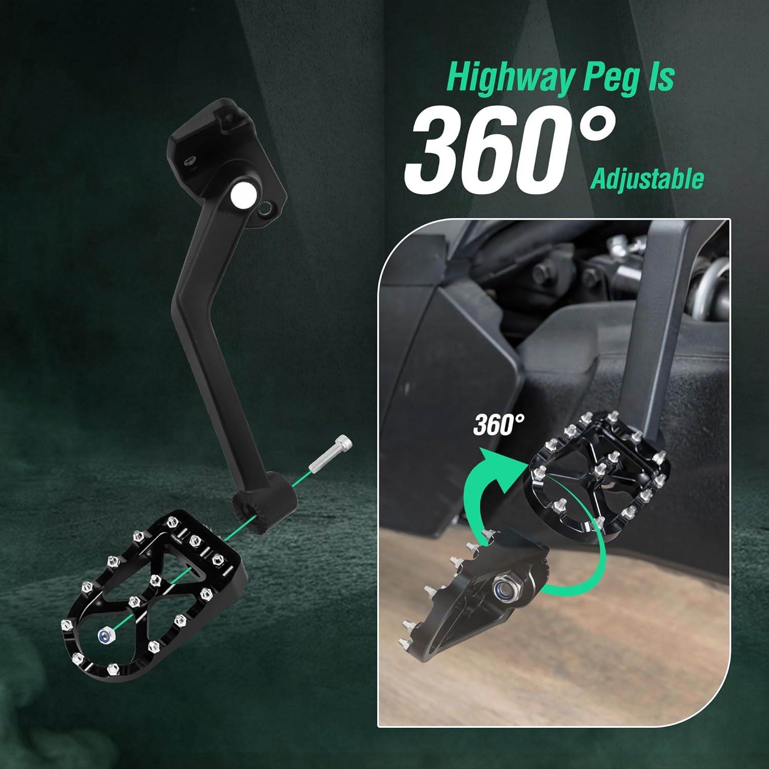 Passenger Foot Pegs Aluminum Rear Footrest for Can-Am Ryker 600/900 / Rally Edition(2019-2025)/Sport (2022-2025) Accessories (MAX Mount #219400800 Required)