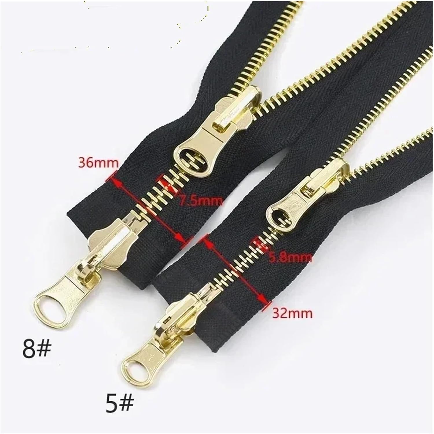 2pcs 5# 8# 70-100cm Open-End Rotary Metal Zipper Slider Double Sided Reversible Zippers Jacket Sewing Zip Repair Accessories(BlackSilver,80cm,No8)