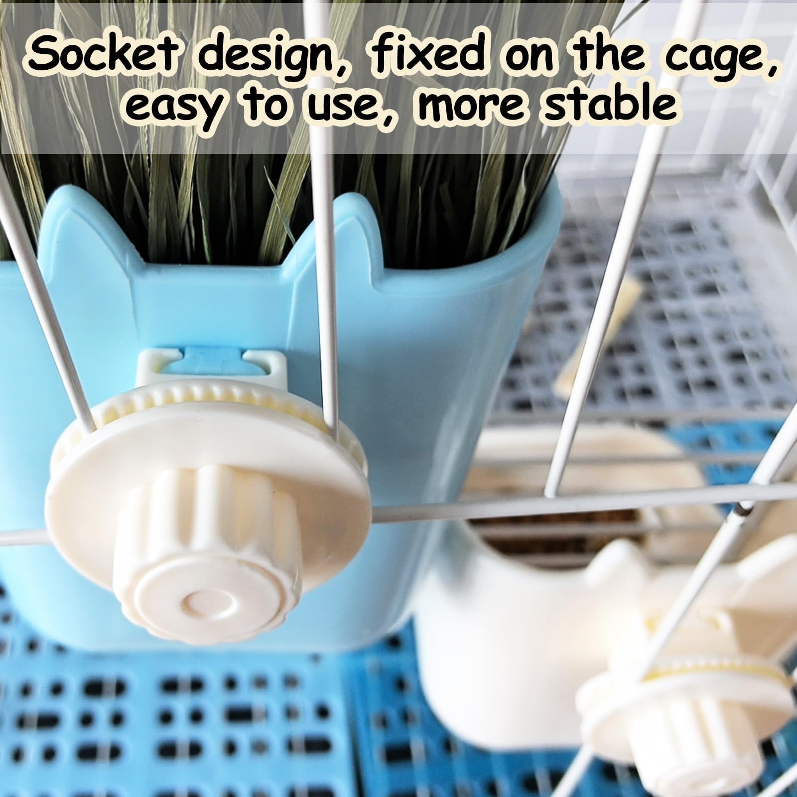 2PCS Rabbit Hay Feeders Rack 2 in 1 Guinea Pig Food Feeder Indoor Feeder for Rabbit Bunny Chinchilla Hamster (Blue+White) - image 7