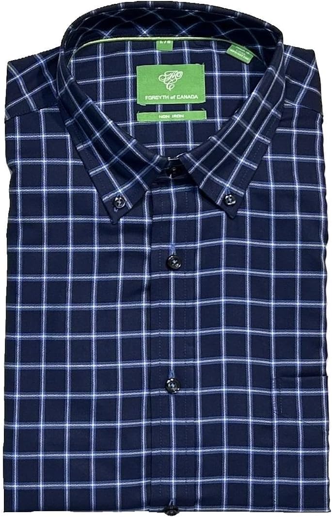 Forsyth of Canada Classic Fit Non-Iron Long Sleeve Grid Check Sport Shirt
