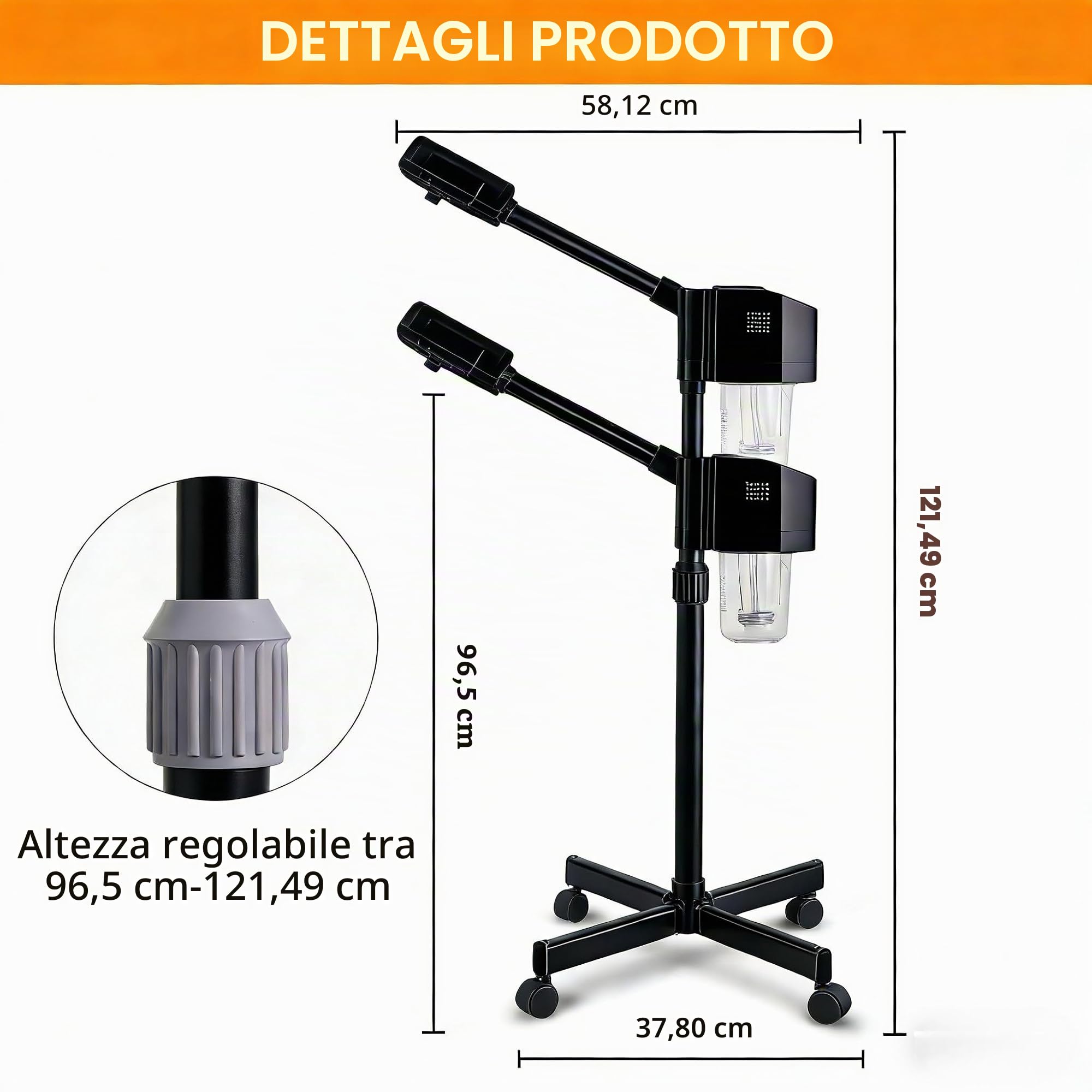 Vapore facciale professionale, vaporizzatore a vapore caldo con ozono, vaporizador per il viso per estetista, spa a casa, nero