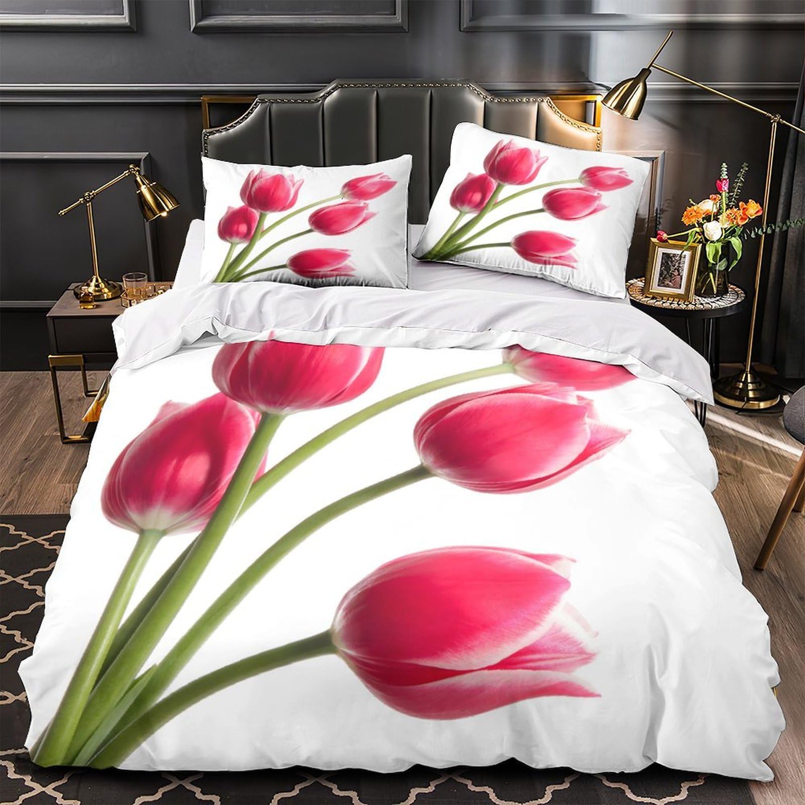 Housse de Couette Crâne Rose Microfibre Douce et Hypoallergénique