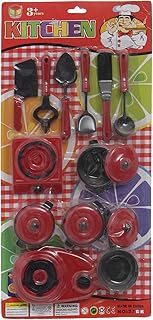 مطبخ لعبة للاطفال للجنسين, احمر اسود، بلاستيك