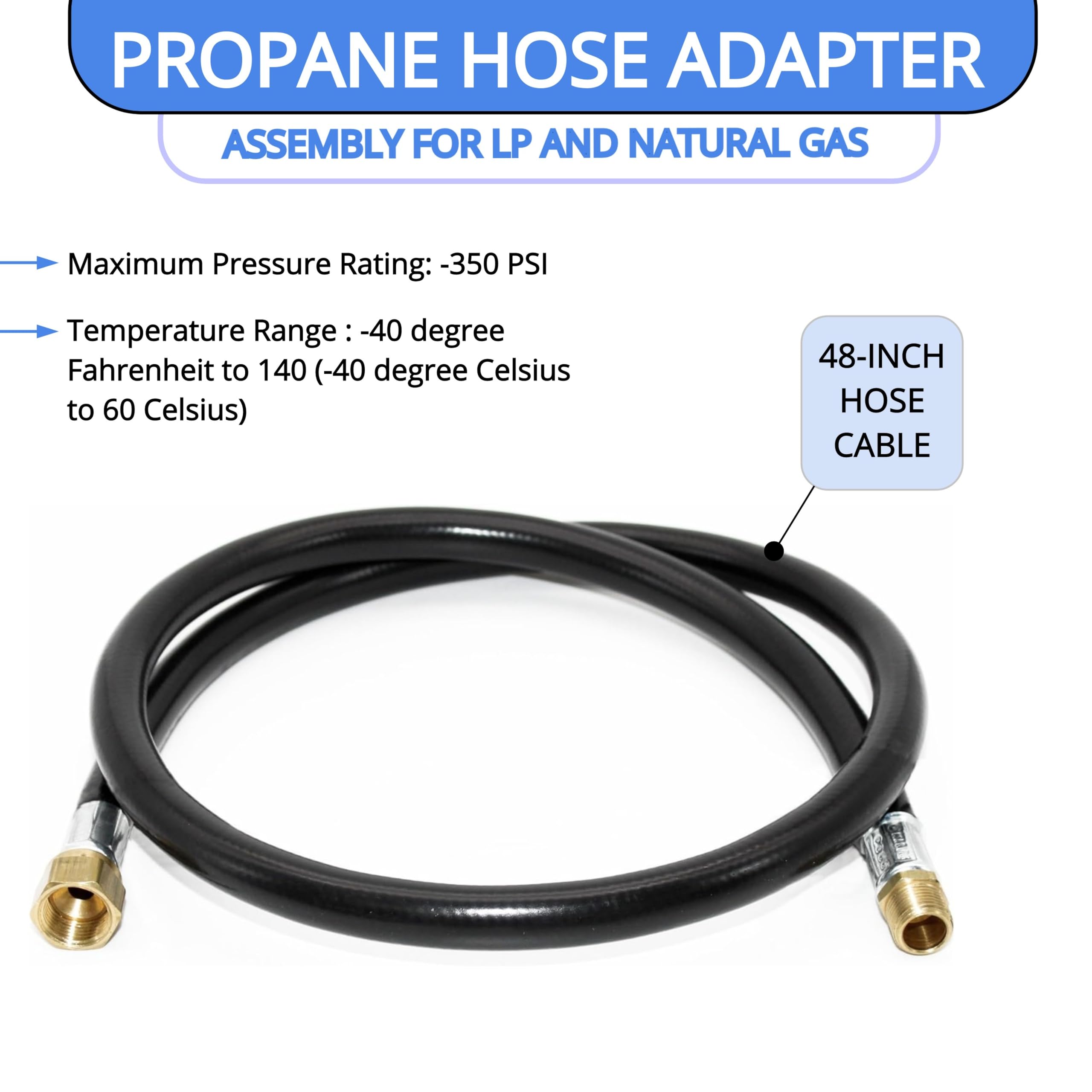 Xtremeauto Connettore Tubo Gas Treccia Propano 500mm Per Camper E Caravan - R5HPRO