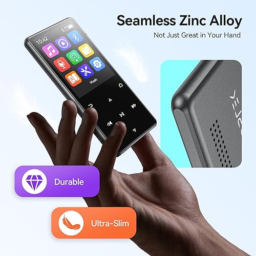 Miniatura 6 de AGPTEK Reproductor MP3 de 128 GB con Bluetooth 5.4, M6 2.4 pulgadas reproductor de música con grabación de un solo clic, altavoz integrado y radio