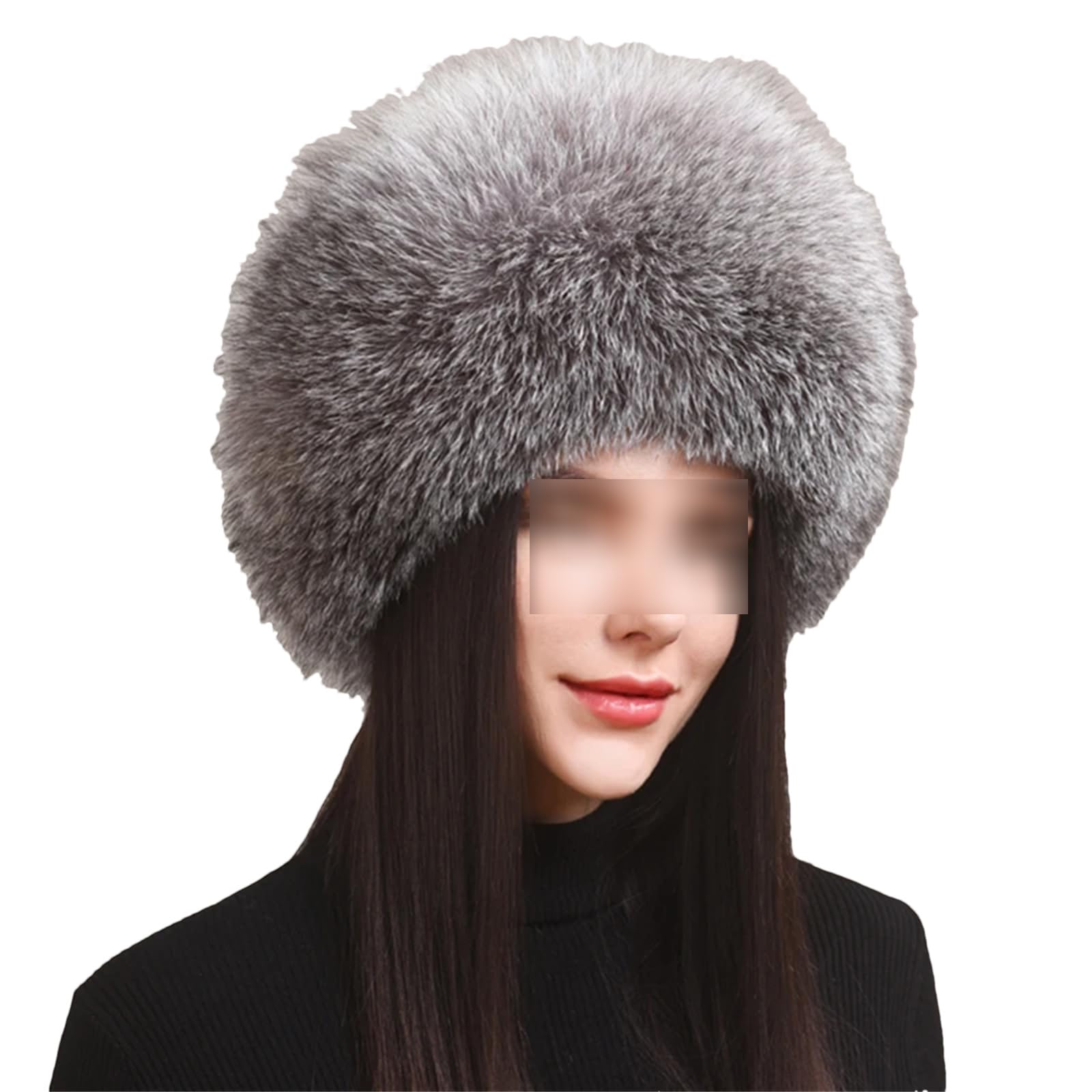 Cappello da donna spesso in finta pelliccia, caldo, alla moda, tinta unita, con paraorecchie