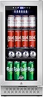 Vista 1 de Tylza 15 Inch Beverage Refrigerator, 130 Cans Quiet Beverage Fridge, 15'' Beverage Cooler Under Counter with Glass Door and Lock for Built-in or