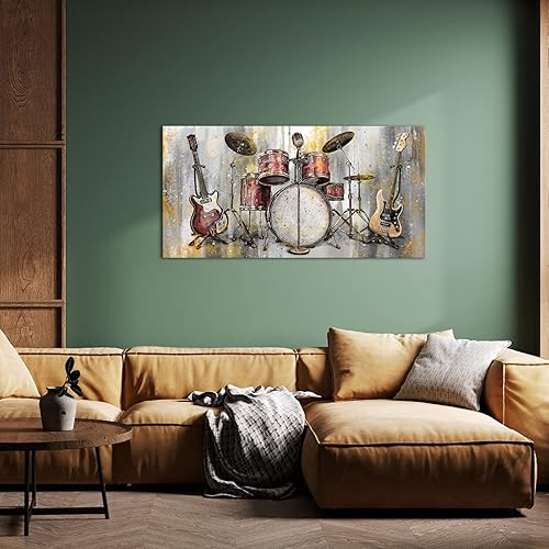 Miniatura 3 de Saypeacher Lienzo musical para pared, guitarra, piano, jazz, pintura, impresiones musicales, obras de arte musicales, decoración de estudio para el