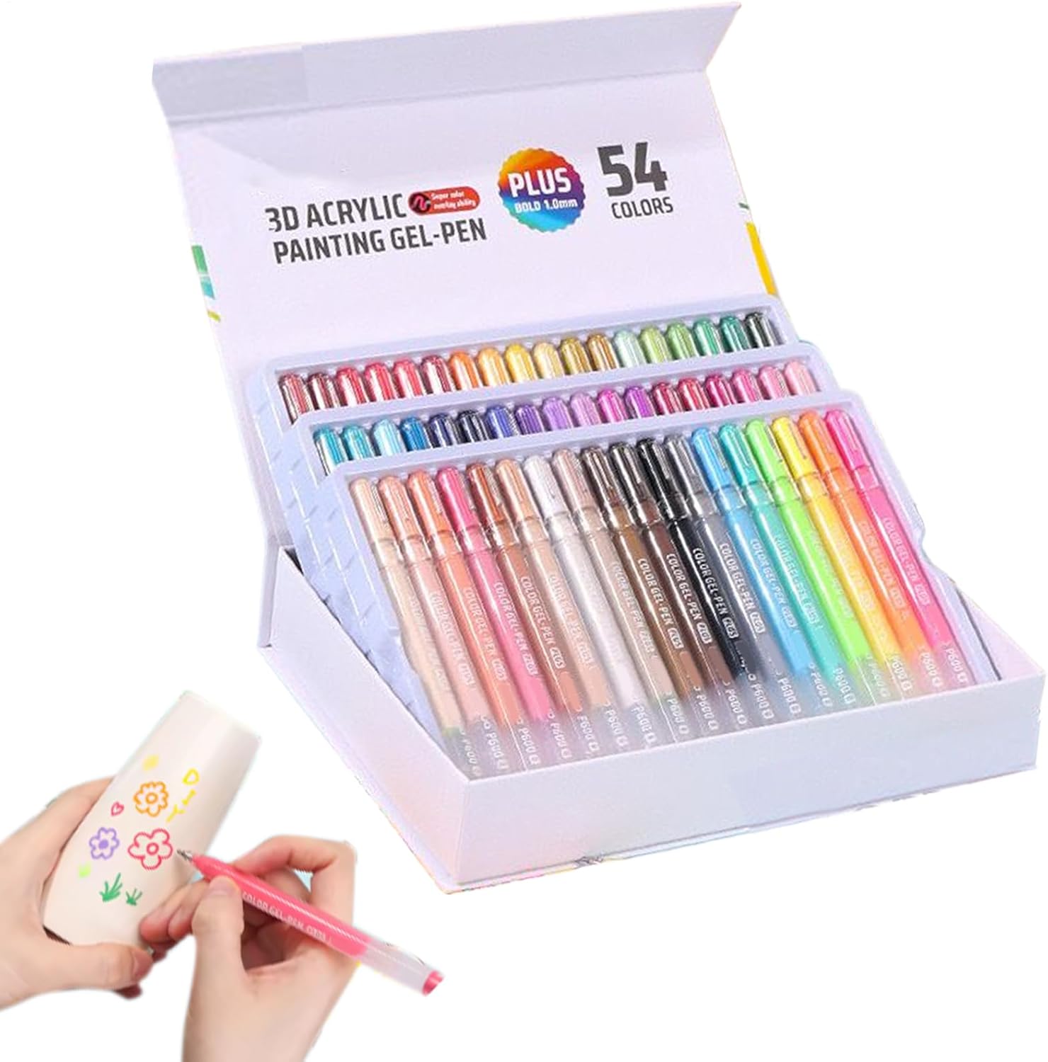 アクリルジェルペン ぬり絵用 - カードマーカー - 1mm極細ペン先 輝くラメマーカー 布 ガラス 陶器用 大人も子供も楽しめる