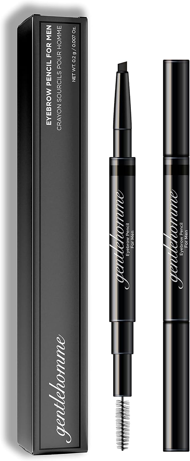 Gentlehomme Mens Eyebrow Pencil Black, Easily Shape Define Fill Eyebrows or Facial Hair, 2 in 1 brush and ultra-thin pencil - Image 4