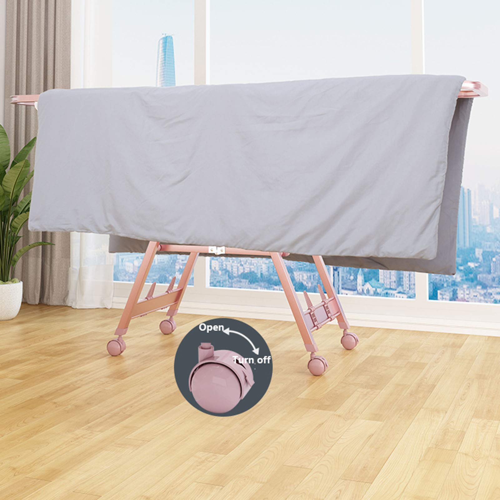 SOVORM Wäscheständer, Flügel-Wäscheständer, Wäschetrockner mit Rädern, zusammenklappbarer Wäscheständer, Flügel-Lufttrockner, multifunktionaler Wäscheständer, 25 Hängestangen The New