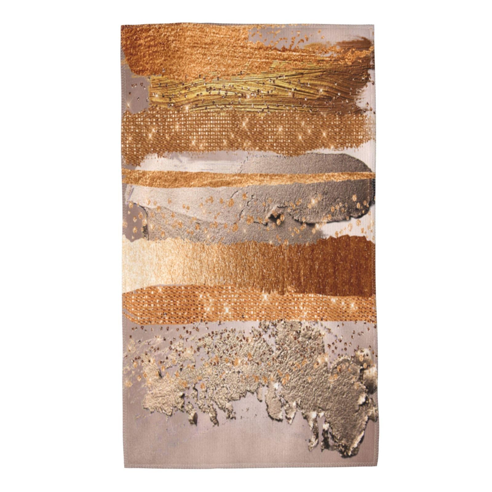Inomak As Picture Copper Gold Strokes Glamour Texture，Durable Hotel Hand Towels Bathroom Travel Washcloth Face Towel 40 X 70 Cm