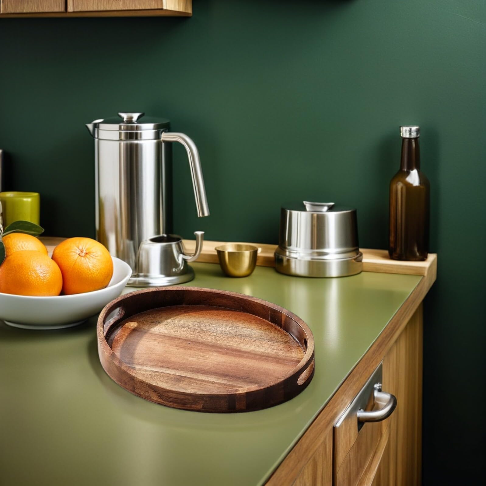 Ipetboom Bandeja Ovalada de Madera Maciza Estilo Japonés Bandeja para Servir Desayunos Frutas Refrigerios para Mesa de Centro Encimera