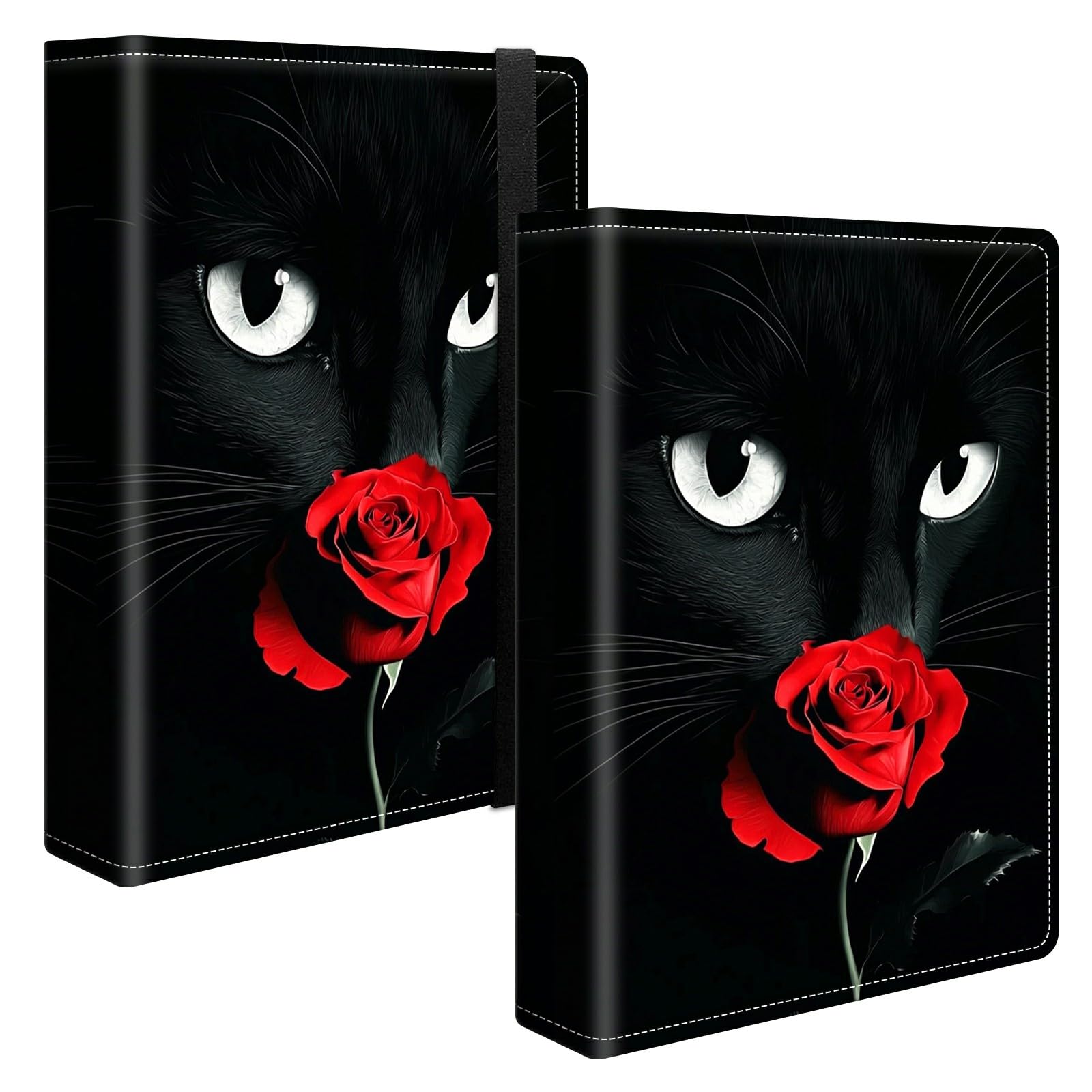 Wedding Albums 4x6 120 Pockets Photos with Strong Elastic Band, Small Mini Albums Sheet Protector Folder for Photos, Album for Family Anniversary Women Men Baby Vacation Gift, Black Cat Rose