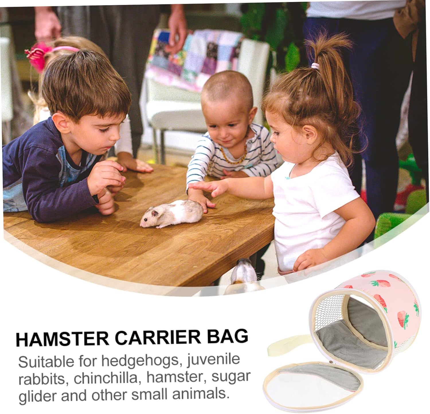 MERRYHAPY Portable Small Animal Carrier Bag for Hamsters Hedgehogs and Squirrels Travel Handbag Breathable Design and Detachable Strap