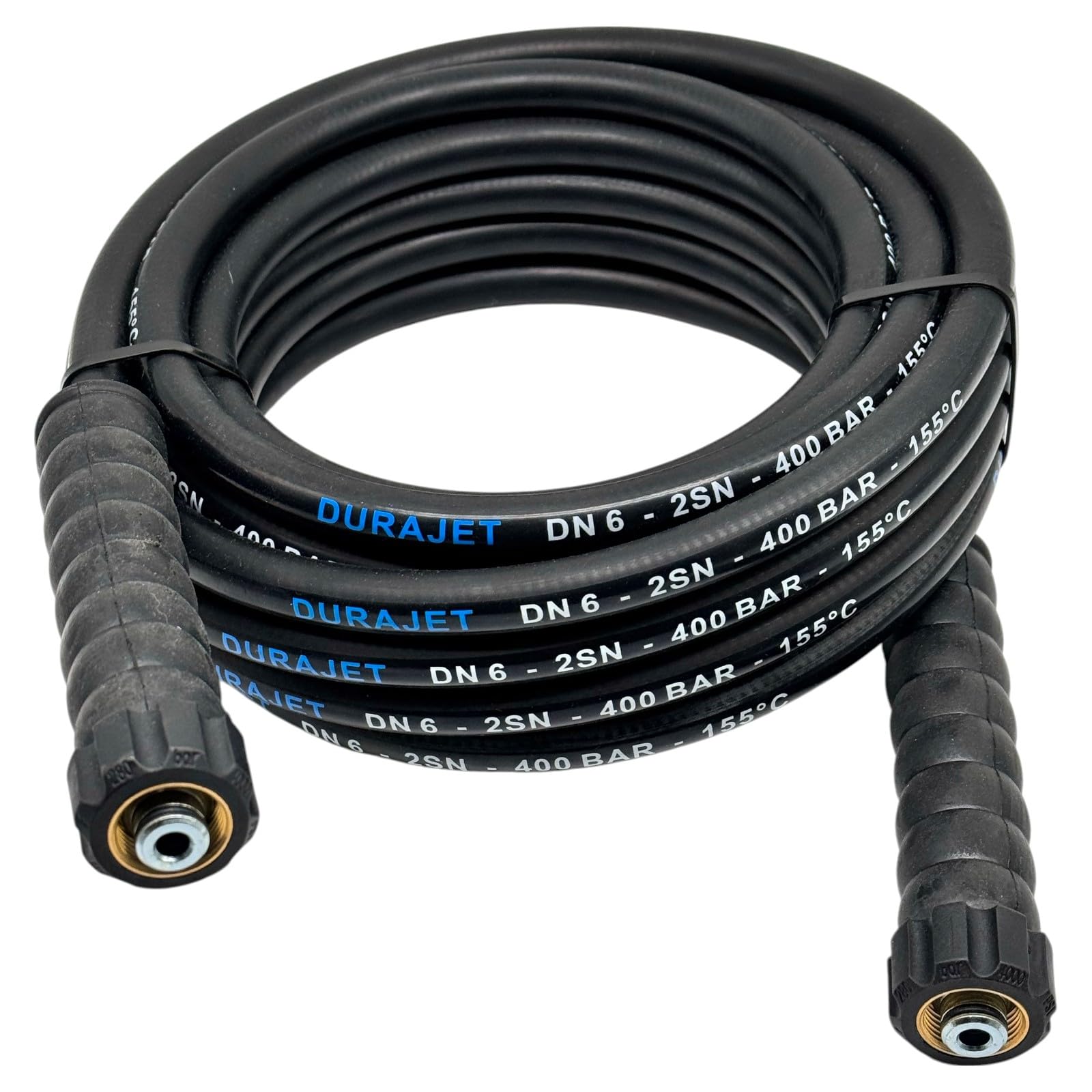 M&M Smartek Hochdruckschlauch 5m DN6 2SN M22 IG, 400 bar | DN6 2SN mit beidseitigem M22x1,5 IG und Knickschutz; bis 400 bar und 155 °C, abrieb-, öl- und witterungsbeständig im Einsatz.