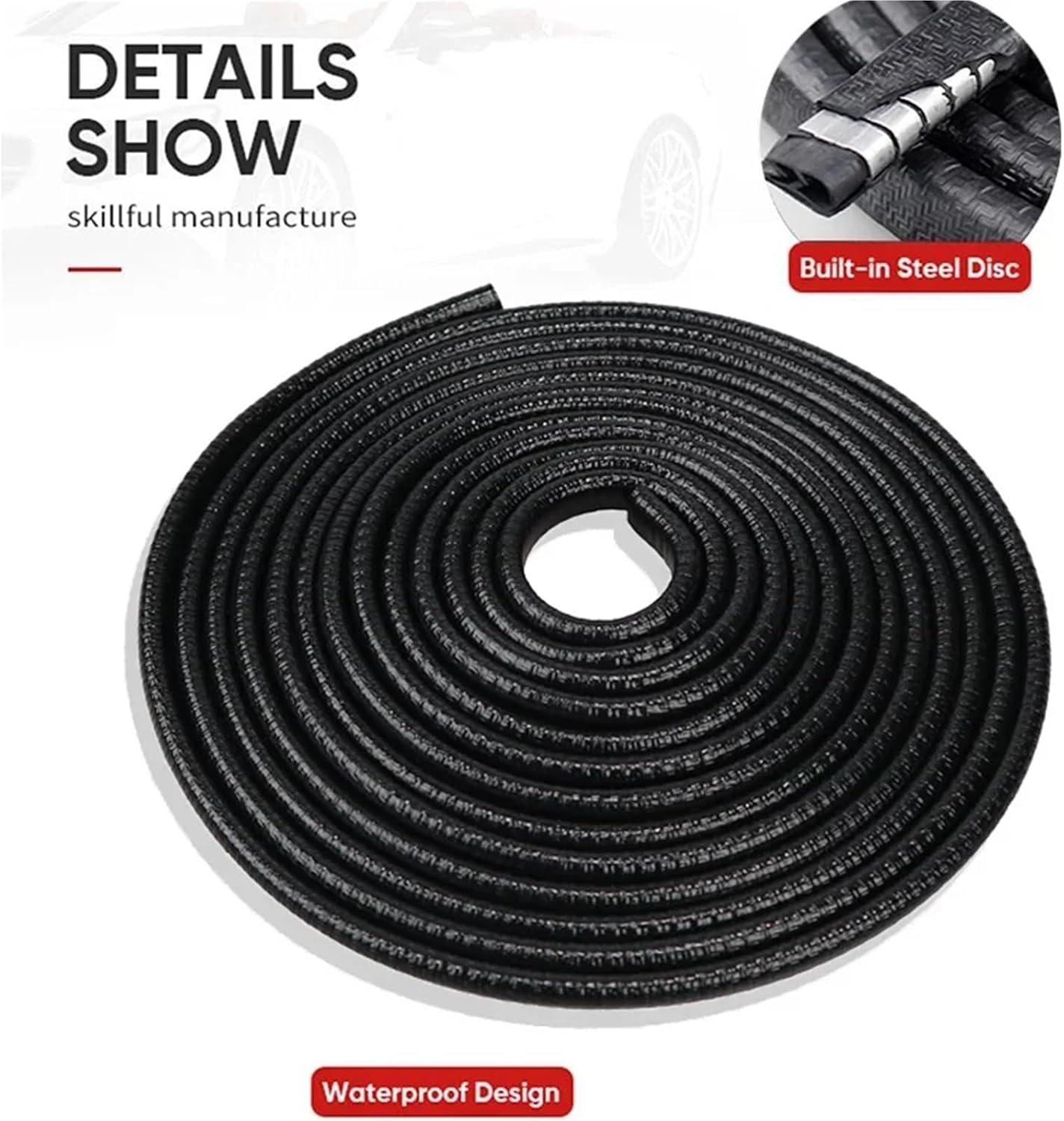 5/2M Car Door Edge Scratch Protector Strip Guard Trim Auto Door Anti Collision Strip with Steel Car-Styling Car Decoration(5M Red)