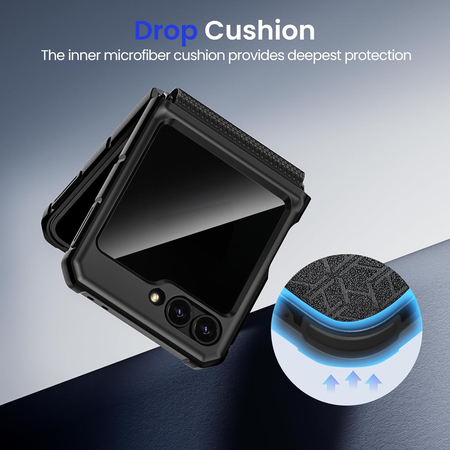 VEGO for Samsung Z Flip 6 Case with Stand, [Hinge Protection][Privacy Screen Protector] Military-Grade Drop Protection Shockproof Kickstand Phone Case for Galaxy Z Flip 6 2024- Black
