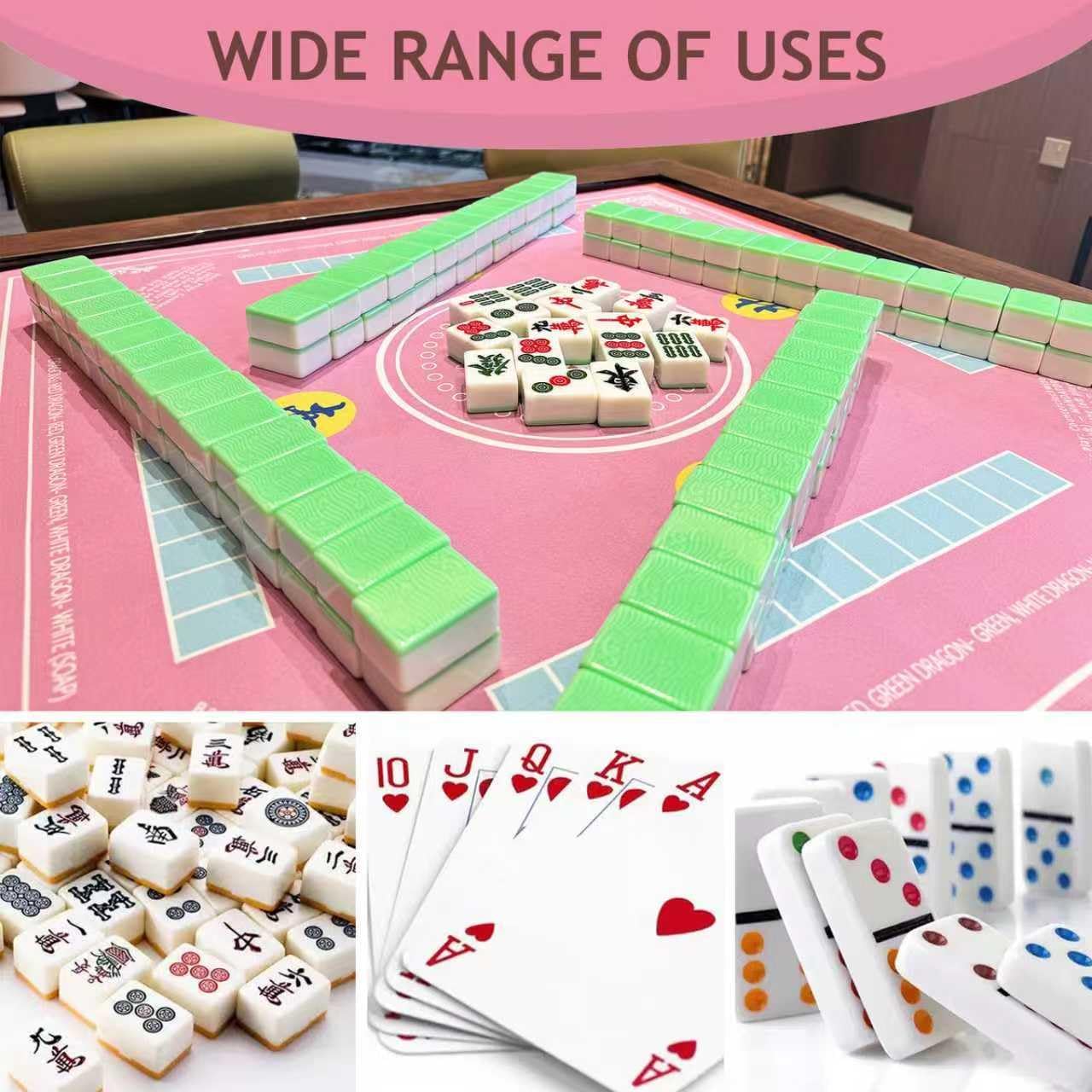 anabox Mahjong Mat with Rules for Table,Travel Mahjong Set,Non-Slip and Silent,Comes with 3 Dice and 1 Mahjong Mat Storage Bag,Scoring Coins,Mahjong Cards 2025 (Multicolor1)