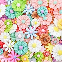 100pcs Flatback Resin Daisy Flower Charms Mixed Colors for DIY Crafts, Jewelry, Slime, Hair Clips, Phone Cases - yuntop