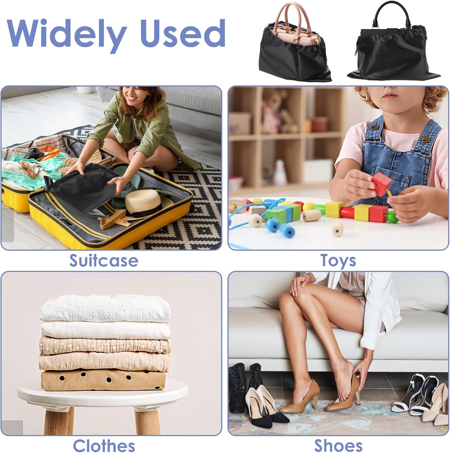 【新品/在庫あり】ハンドバッグ用ダストバッグ2個 防塵巾着バッグ ダストカバーバッグ 財布/靴/ブーツ/旅行収納ポーチ/防水ポータブル 男女兼用 靴の 締め加減調整